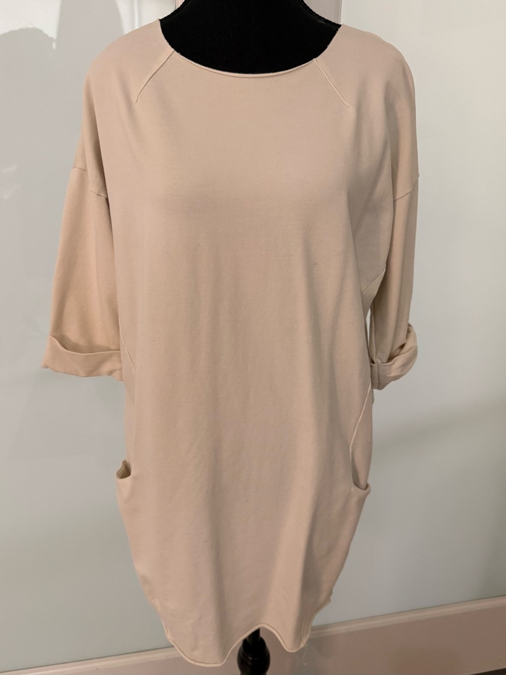 Neutral beige casual tunic with pockets